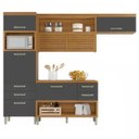 Ver imagem 1 de Cozinha Modulada 3 Peças Paneleiro Ripado Nesher Princesa Mdf - Freijó / Grafite