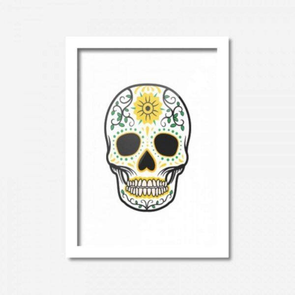 Quadro Decorativo Caveira Flores 45cmx33cm Los Quadros - 1
