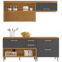 Ver imagem 1 de Cozinha Modulada 3 Peças Ripado Nesher Princesa Mdf - Freijó / Grafite