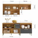 Ver imagem 3 de Cozinha Modulada 3 Peças Ripado Nesher Princesa Mdf - Freijó / Grafite