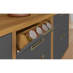 Cozinha Modulada 9 Peças Ripado Nesher Imperatriz Ângulo Mdf - Freijó / Grafite - 3