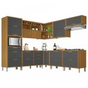 Ver imagem 1 de Cozinha Modulada 9 Peças Ripado Nesher Imperatriz Ângulo Mdf - Freijó / Grafite