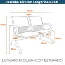 Ver imagem 4 de Longarina Estofada Dubai 2 Lugares Aço Carbono e Cromado 116cm Cinza Fratini