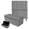 Kit Cabeceira + Calçadeira Baú Cancun Solteiro 100cm Suede - Ecotec Decor:Cinza - 1