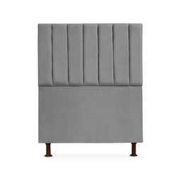 Kit Cabeceira + Calçadeira Baú Cancun Solteiro 100cm Suede - Ecotec Decor:Cinza - 2