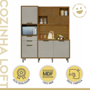 Ver imagem 6 de Cozinha Compacta Imperatriz 6 Portas 100% MDF Marrom Freijó/Off White - Nesher
