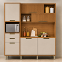 Ver imagem 1 de Cozinha Compacta Imperatriz 6 Portas 100% MDF Marrom Freijó/Off White - Nesher