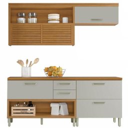 Cozinha Modulada 3 Peças Ripado Princesa Mdf - Freijo/off White -nesher - 1