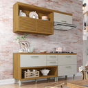 Ver imagem 1 de Cozinha Modulada Ripado Princesa 3 Pecas MDF Freijó/Off White - Nesher