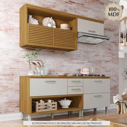 Cozinha Modulada 3 Peças Ripado Princesa Mdf - Freijo/off White -nesher - 6