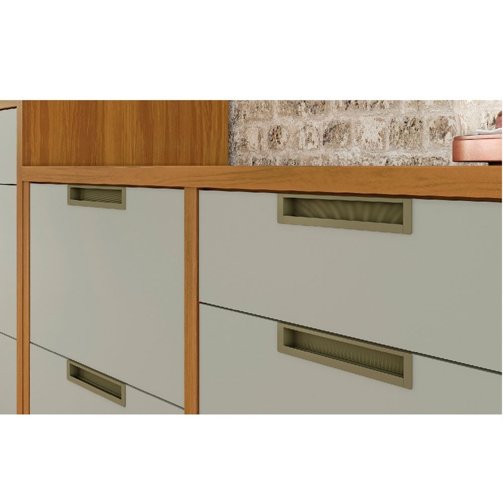 Cozinha Modulada 9 Peças Ripado Imperatriz Ângulo Mdf - Freijo / Off White- Nesher - 10