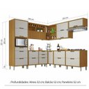 Ver imagem 3 de Cozinha Modulada 9 Peças Ripado Imperatriz Ângulo Mdf - Freijo / Off White- Nesher