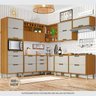 Cozinha Modulada 9 Peças Ripado Imperatriz Ângulo Mdf - Freijo / Off White- Nesher - 4