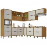 Cozinha Modulada 9 Peças Ripado Imperatriz Ângulo Mdf - Freijo / Off White- Nesher - 1