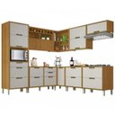Ver imagem 1 de Cozinha Modulada 9 Peças Ripado Imperatriz Ângulo Mdf - Freijo / Off White- Nesher
