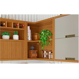 Cozinha Modulada 9 Peças Ripado Imperatriz Ângulo Mdf - Freijo / Off White- Nesher - 8