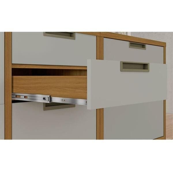 Cozinha Modulada 9 Peças Ripado Nesher Imperatriz Ângulo Mdf - Freijo / Off White - 4