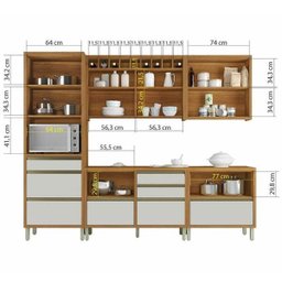 Cozinha Modulada 5 Peças Ripado Baronesa Mdf - Freijo / Off White - Nesher - 7 Cozinha Modulada 5 Peças Ripado Baronesa Mdf - Freijo / Off White - Nesher - 7