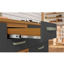 Cozinha Modulada 5 Peças Ripado Nesher Princesa Mdf - Freijó / Grafite - 5