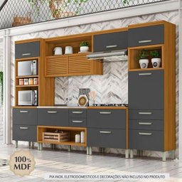Cozinha Modulada 5 Peças Ripado Nesher Princesa Mdf - Freijó / Grafite - 2
