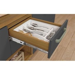 Cozinha Modulada 5 Peças Ripado Nesher Princesa Mdf - Freijó / Grafite - 4