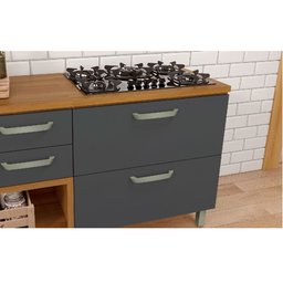 Cozinha Modulada 5 Peças Ripado Nesher Princesa Mdf - Freijó / Grafite - 6