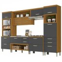 Ver imagem 1 de Cozinha Modulada 5 Peças Ripado Nesher Princesa Mdf - Freijó / Grafite