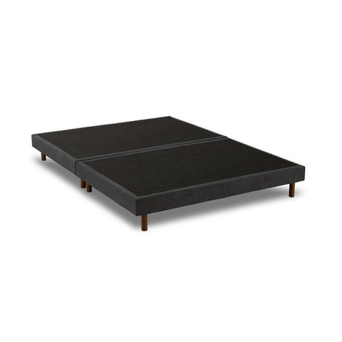 Base para Cama Box Casal Lótus Estrutura em Madeira Bipartida Bouclé Chumbo
