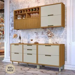 Cozinha Modulada 4 Peças Ripado Nesher Imperatriz Mdf - Freijo / Off White - 7