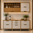 Ver imagem 2 de Cozinha Modulada Imperatriz 4 Peças com 2 Balcões e 2 Armários Aéreos Freijó/Off White - Nesher