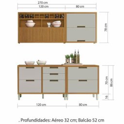 Cozinha Modulada 4 Peças Ripado Nesher Imperatriz Mdf - Freijo / Off White - 2
