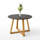 Ver imagem 6 de Mesa de Jantar Redonda Livia 90cm Preta com Base Mel em Eucalipto 4 Lugares