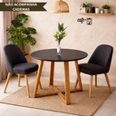 Ver imagem 2 de Mesa de Jantar Redonda Livia 90cm Preta com Base Mel em Eucalipto 4 Lugares