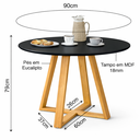 Ver imagem 3 de Mesa de Jantar Redonda Livia 90cm Preta com Base Mel em Eucalipto 4 Lugares