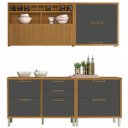 Ver imagem 1 de Cozinha Modulada 4 Peças Ripado Nesher Imperatriz Mdf - Freijó / Grafite