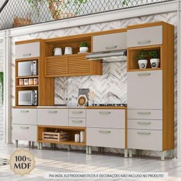 Cozinha Modulada 5 Peças Ripado Nesher Princesa Mdf - Freijo / Off White - 2
