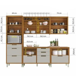 Cozinha Modulada 5 Peças Ripado Nesher Imperatriz Mdf - Freijo / Off White - 9