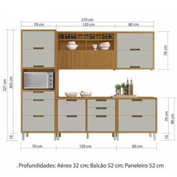 Cozinha Modulada 5 Peças Ripado Nesher Imperatriz Mdf - Freijo / Off White - 8