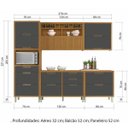 Ver imagem 2 de Cozinha Modulada 5 Peças Ripado Nesher Imperatriz Mdf - Freijó / Grafite