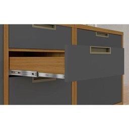 Cozinha Modulada 5 Peças Ripado Nesher Imperatriz Mdf - Freijó / Grafite - 5