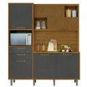 Ver imagem 1 de Cozinha Modulada 6 Portas 2 Gavetas Ripado Loft Imperatriz 100% Mdf - Freijó / Grafite