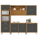 Ver imagem 1 de Cozinha Modulada 5 Peças Ripado Nesher Imperatriz Torre Quente Mdf - Freijó / Grafite