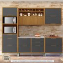 Ver imagem 6 de Cozinha Modulada 5 Peças Ripado Nesher Imperatriz Torre Quente Mdf - Freijó / Grafite
