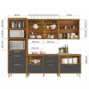 Ver imagem 3 de Cozinha Modulada 5 Peças Ripado Nesher Imperatriz Torre Quente Mdf - Freijó / Grafite