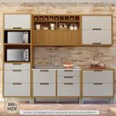 Ver imagem 2 de Cozinha Modulada 5 Peças Ripado Imperatriz Torre Quente Mdf -Freijó/Off White -  Nesher