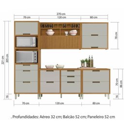 Cozinha Modulada 5 Peças Ripado Imperatriz Torre Quente Mdf -Freijó/Off White -  Nesher - 8