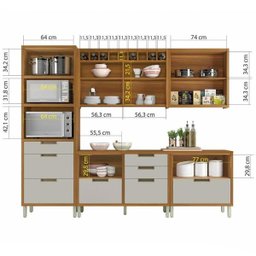 Cozinha Modulada 5 Peças Ripado Imperatriz Torre Quente Mdf -Freijó/Off White -  Nesher - 9