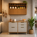 Ver imagem 1 de Cozinha Compacta Imperatriz 2 Peças com Balcão e Armário Aéreo Freijó/Off White - Nesher