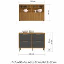 Ver imagem 7 de Cozinha Modulada 2 Peças Ripado Nesher Imperatriz Mdf - Freijó / Grafite