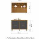 Ver mais imagens de Cozinha Modulada 2 Peças Ripado Nesher Imperatriz Mdf - Freijó / Grafite